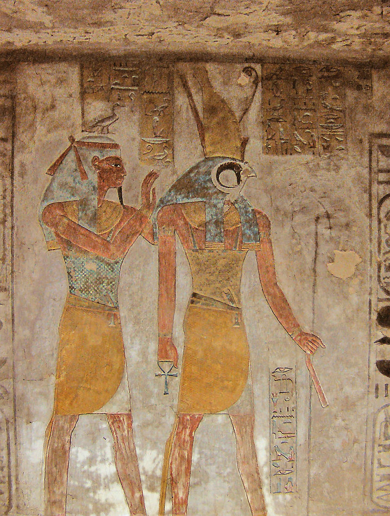 Relief of Horus and Geb from KV14, the tomb of Setnakhte