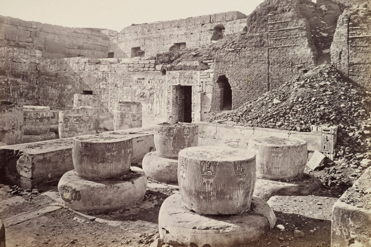 Medinet Habou - Remains of Hall of Columns, another view 1857
