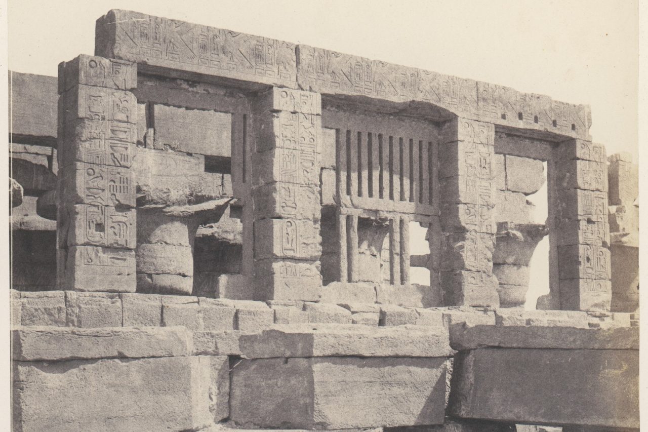 Karnak (Thebes), Palace - Hypostyle Hall - Window and Capitals of the Side Galleries