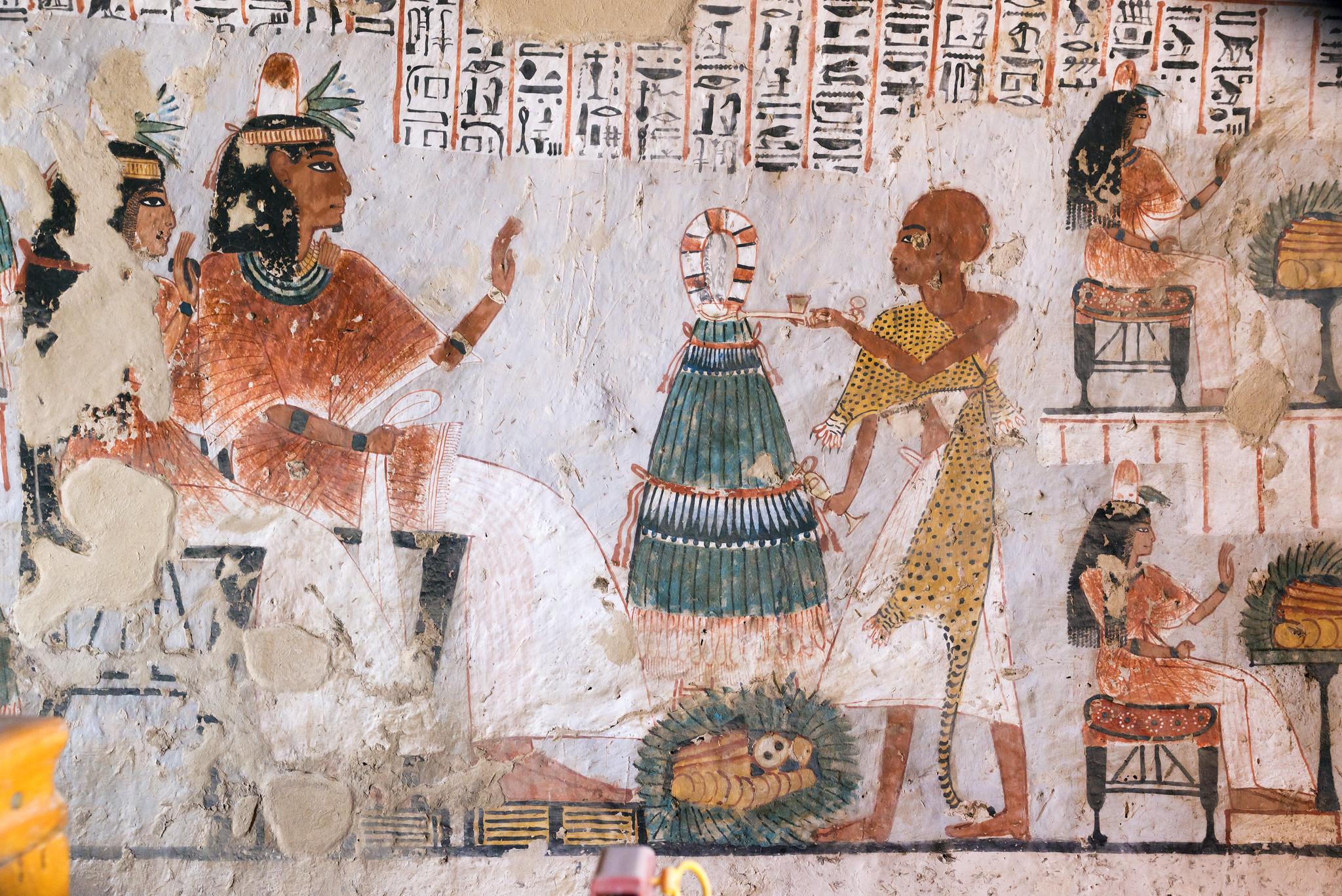 Painted wall scenes inside the Tomb of Roy (TT255) in Dra Abu el-Naga, Luxor