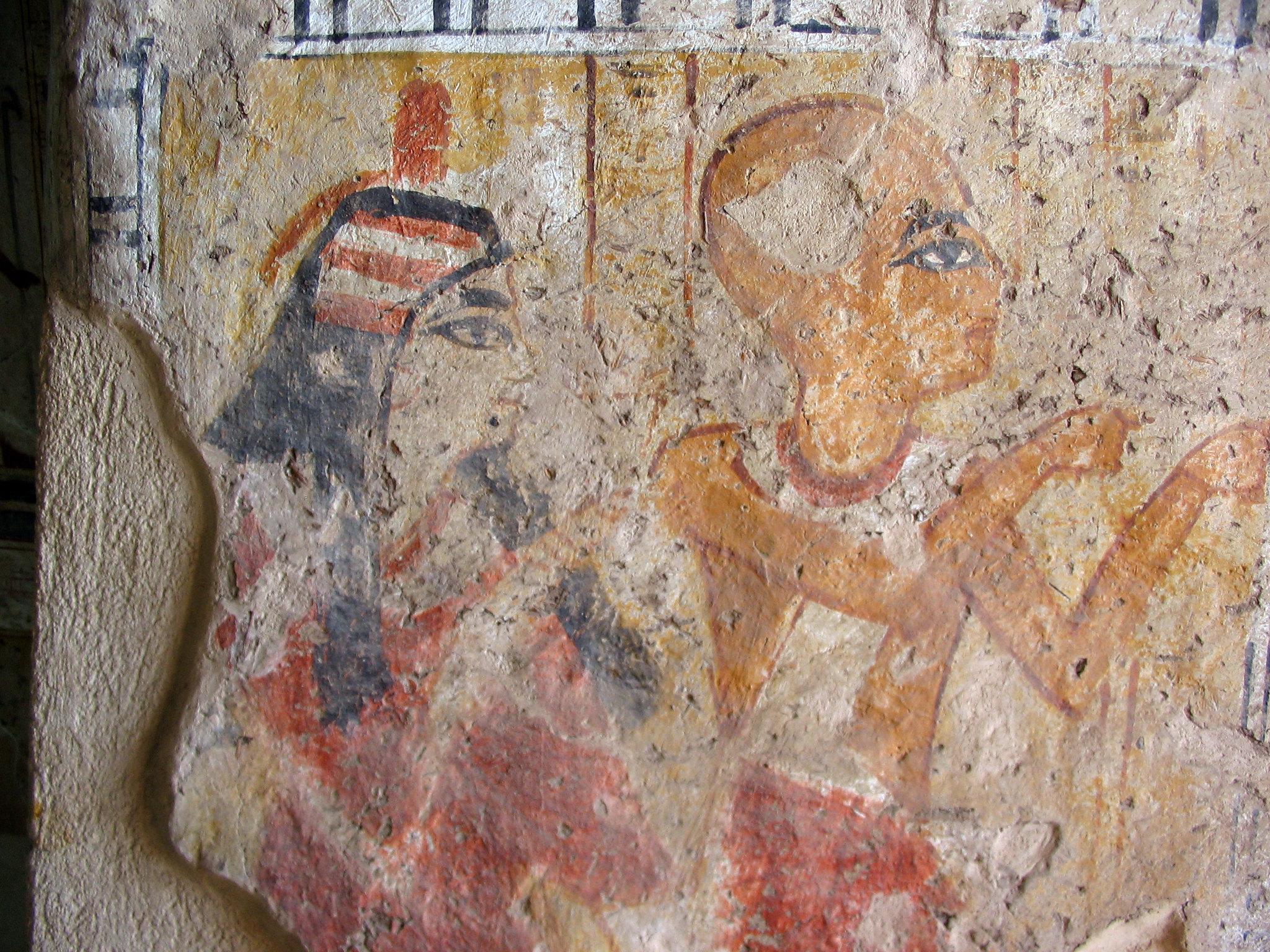 Ritual scene from the Tomb of Shuroy (TT13) showing offerings and priests