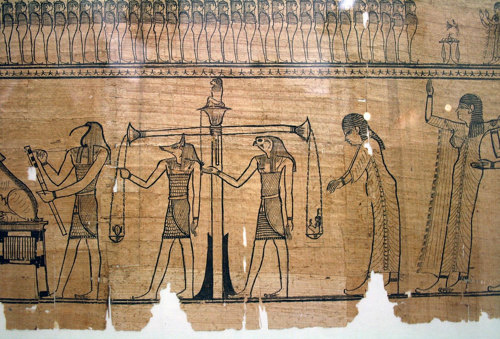 A Book of the Dead papyrus scroll on display