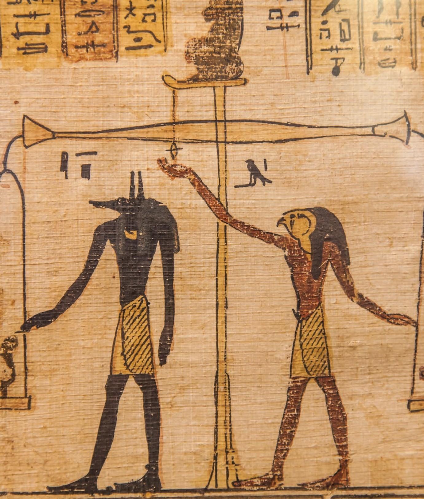Detail from the ancient Egyptian Weighing of the Heart vignette in the Book of the Dead