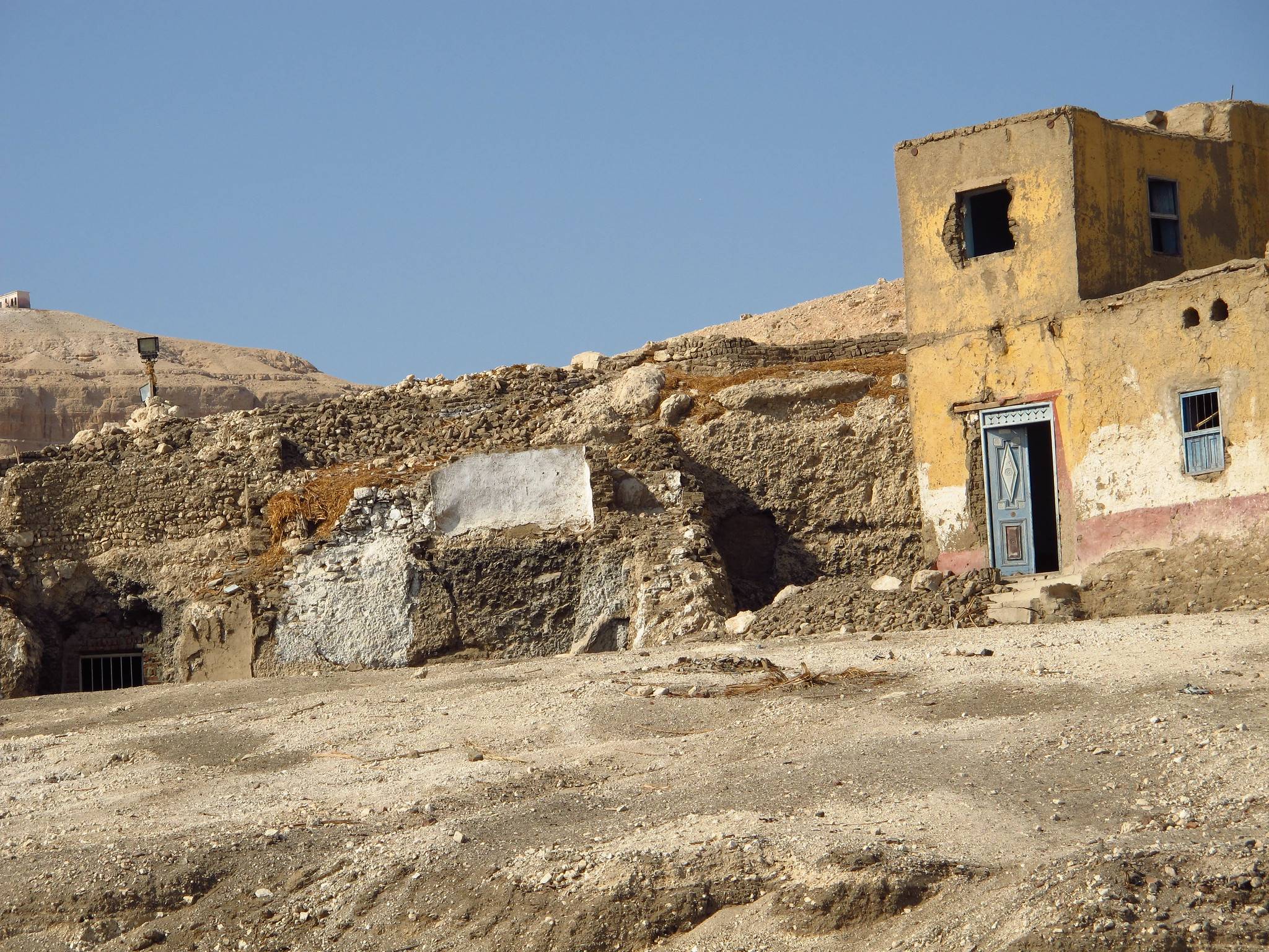 Rock-cut tombs on the hillside at Qurnet Murai, Luxor