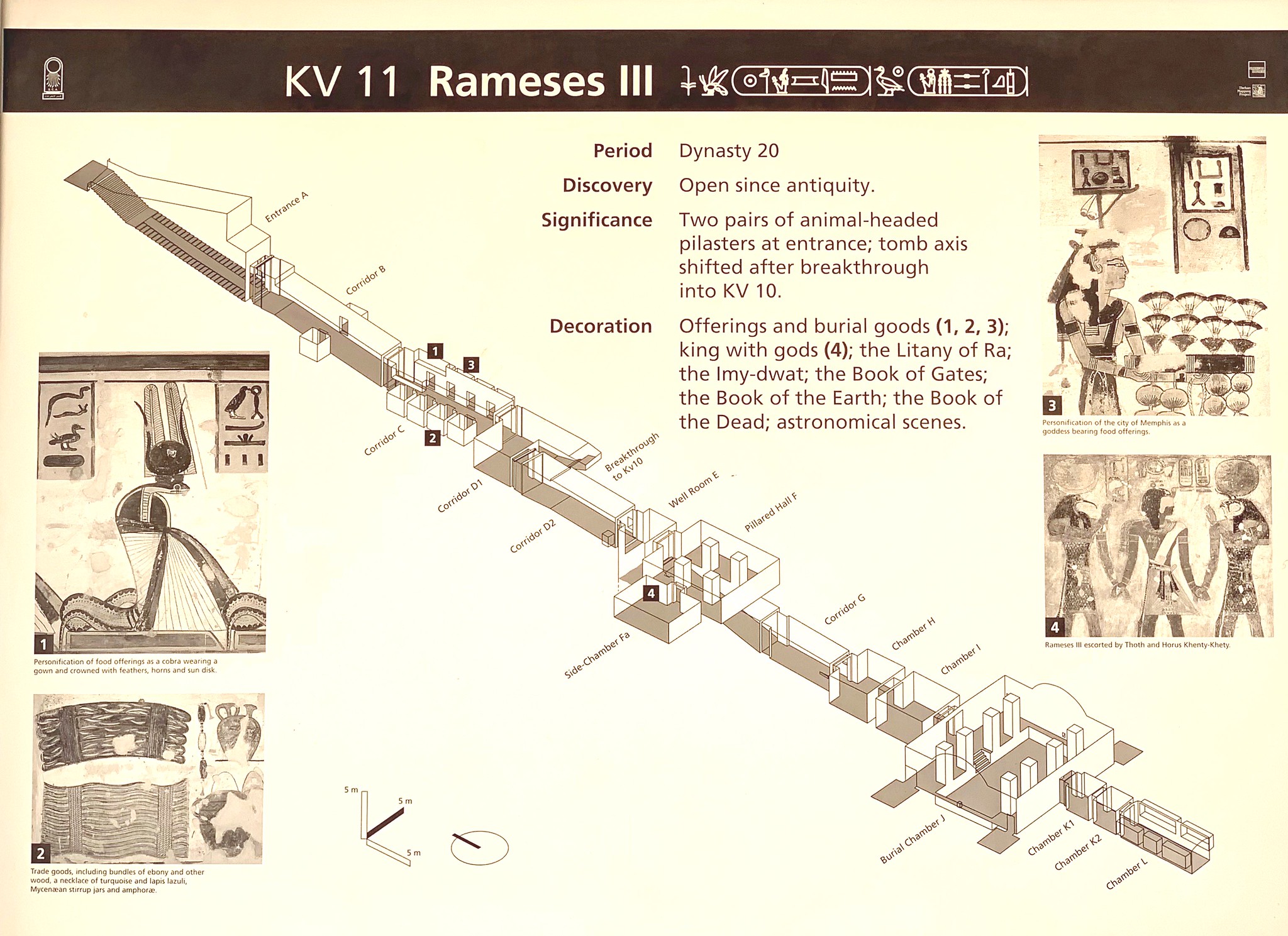 Pianta della tomba di Ramesse III con il corridoio a forma di L