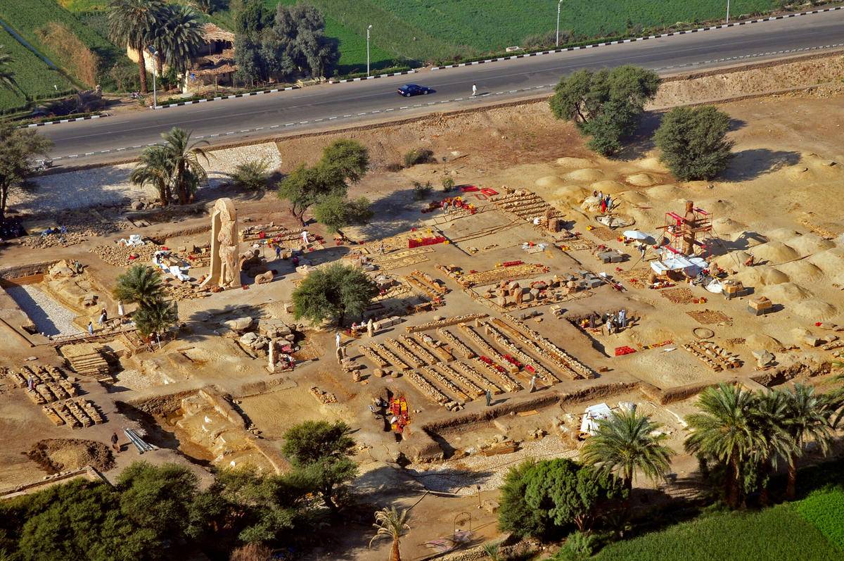 Excavated remains at the Mortuary Temple of Amenhotep III