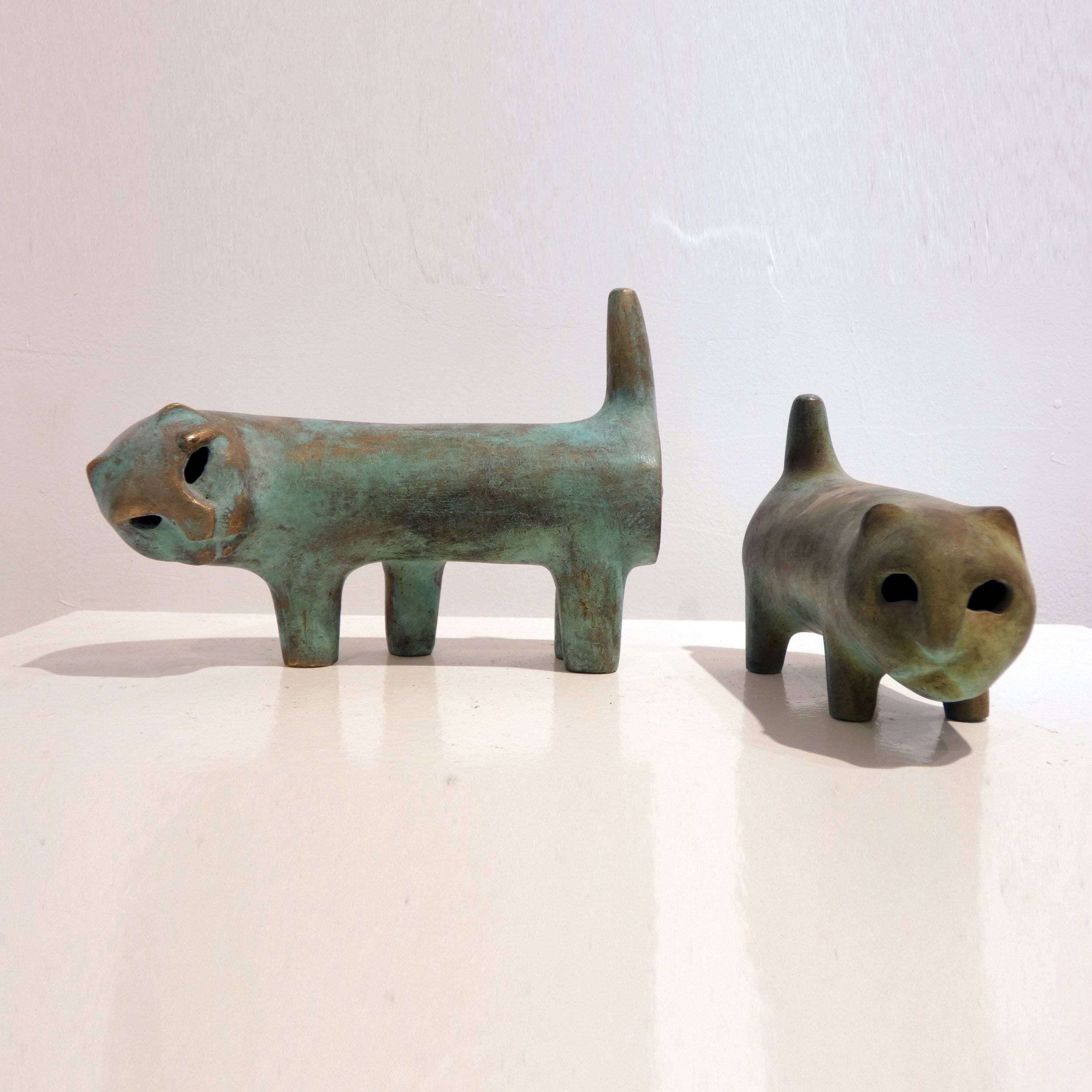 Animal sculpture by Sara El Okally made from recycled rubber and bronze