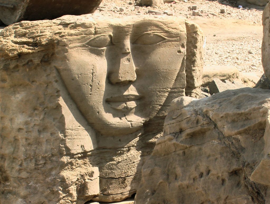 Temple Mut face is the original done by Hatshepsut and Thutmose III's sculptors.