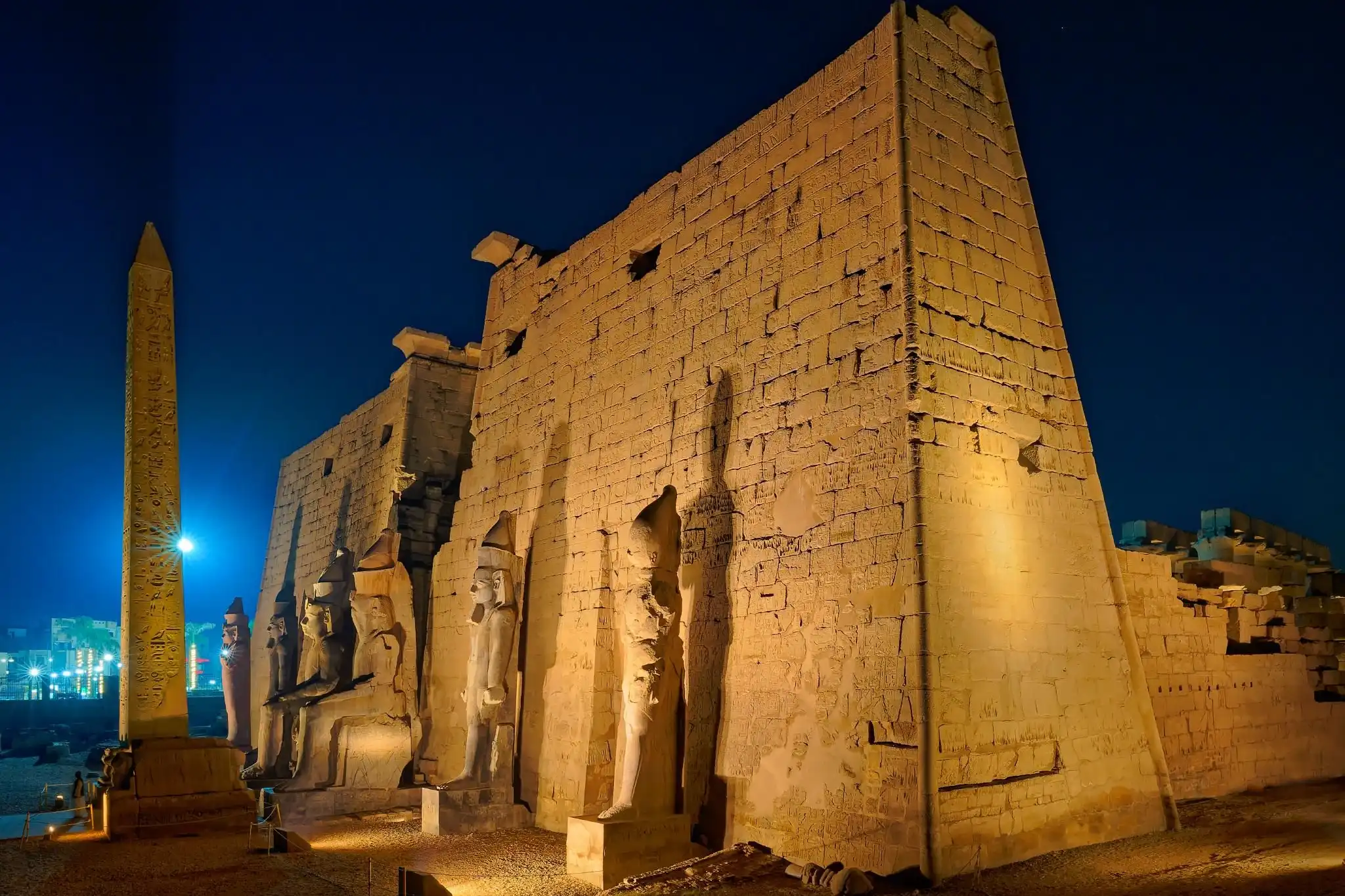 Luxor Temple at night, ancient Thebes, Egypt