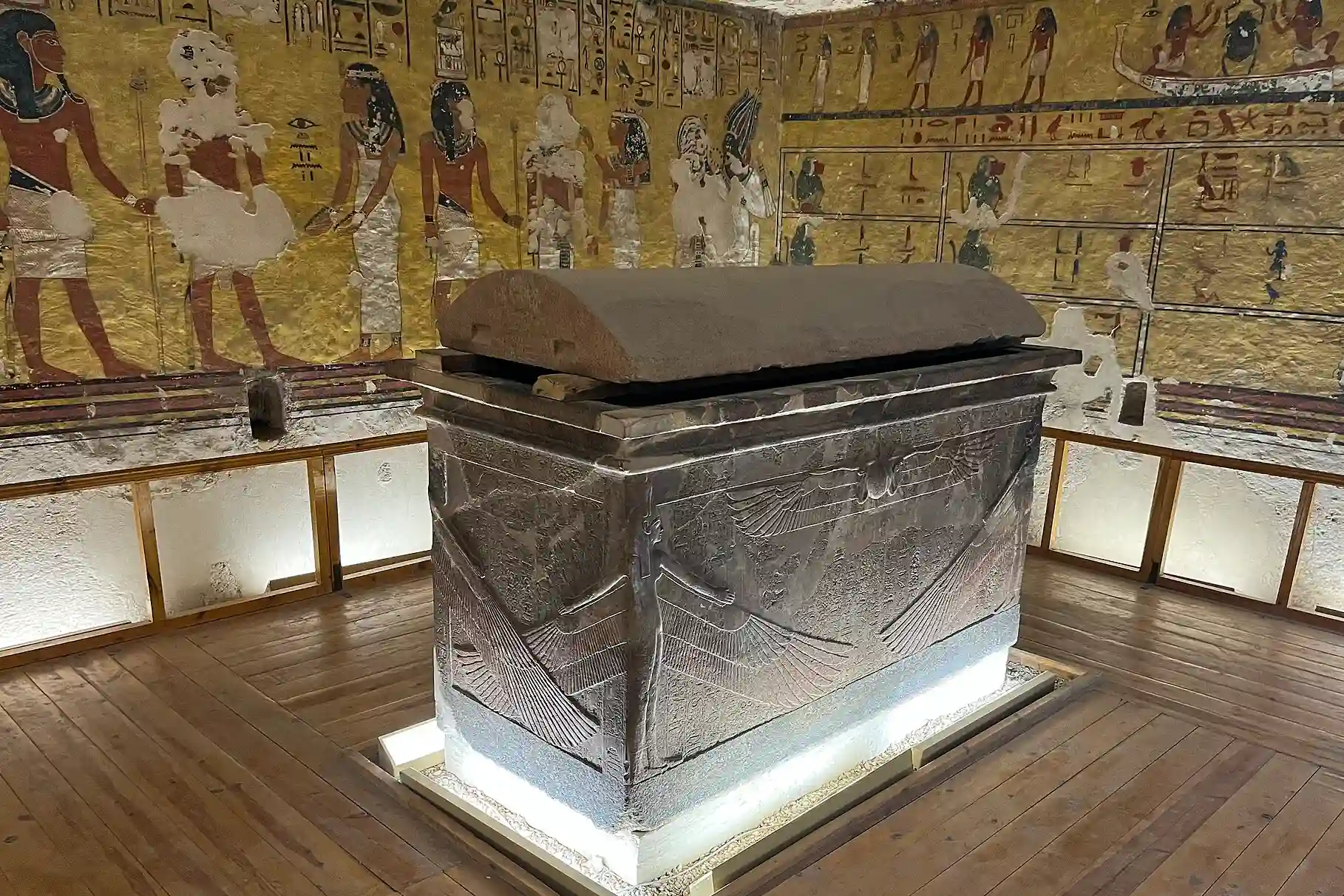 Burial chamber and sarcophagus in the Tomb of Ay (WV23), Western Valley, Luxor