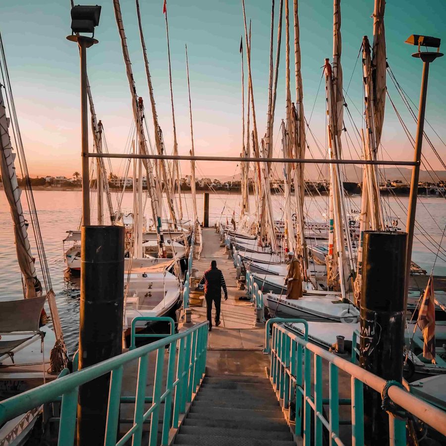 Luxor sailboats at sunset